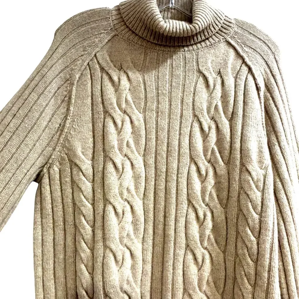 Banana Republic cable knit pullover sweater size M soft Italian beige wool blend